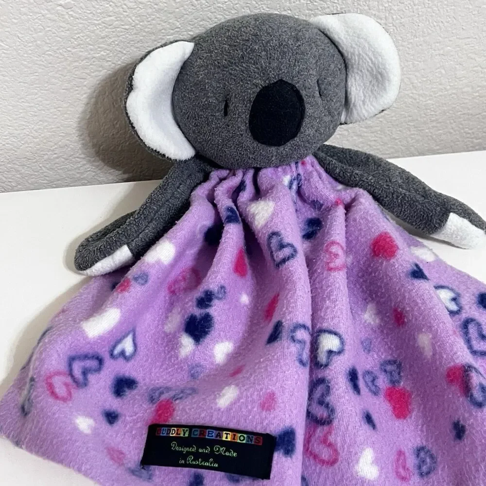 Cuddly Creations Koala Bear Security Blanket Lovey Lovie Purple Hearts Australia